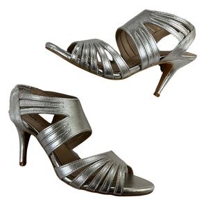 Magritte Lott Silver Leather Heel, New in Box
